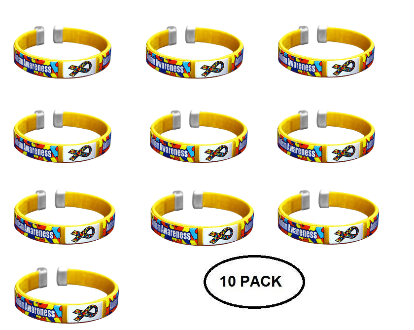 10 Pack Autism Awareness Bangle Bracelets