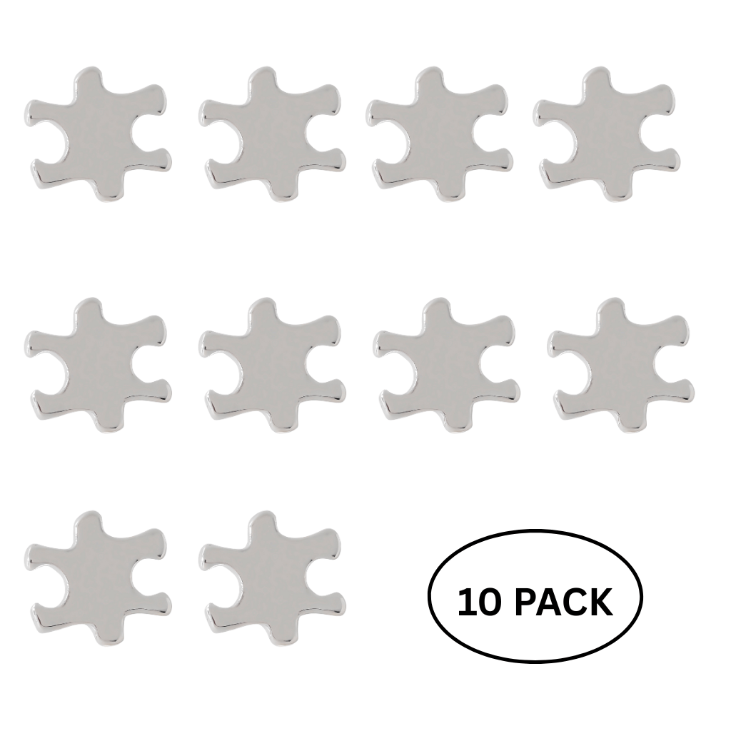 10 Pack Small Silver Autism Awareness Puzzle Lapel Pins
