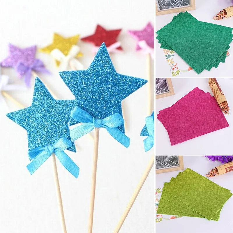 10pcs Glitter EVA Foam Paper Sheets | Soft Sponge Touch Craft Paper for Kids DIY