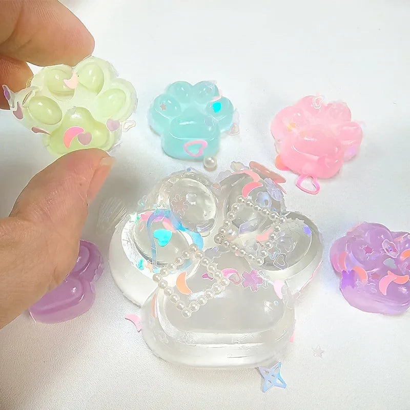 Glow-in-the-Dark Cat Paw Stress Toy | Squishy Squeeze Relief for Adults & Kids