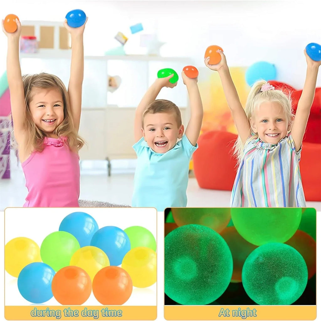 Glow in The Dark Sticky Balls | Squishy Stress Relief Fidget Toys