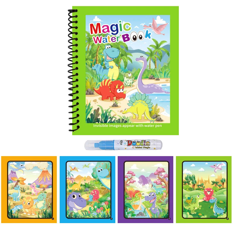 Kids Reusable Water Drawing Book | Mess-Free Magic Painting Pad with Water Pen for Toddlers