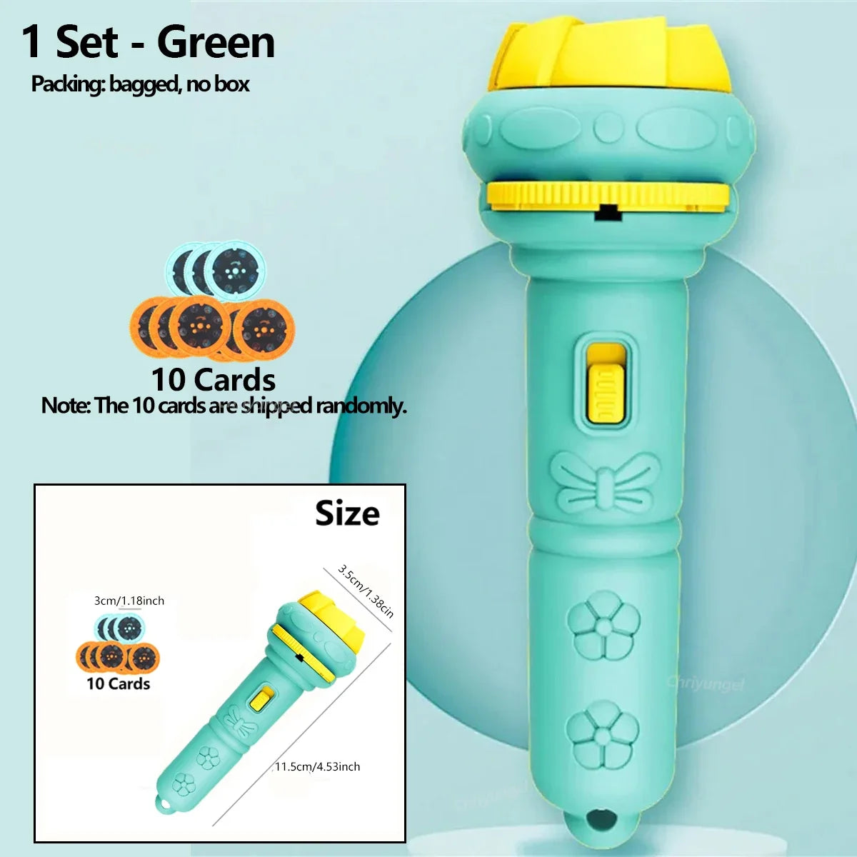 10 Cards Cartoon Projection Flashlight | 80 Patterns Creative Children Toy Projector