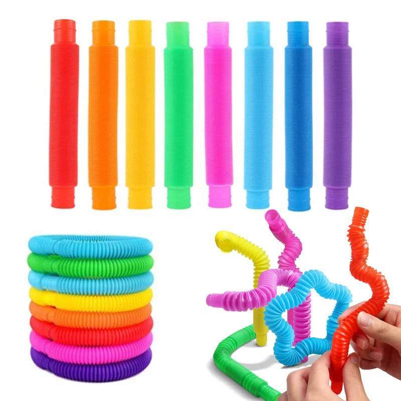 5/10 Pcs Pop Tubes Sensory Fidget Toys for Autism, Anxiety, and Classroom Prizes