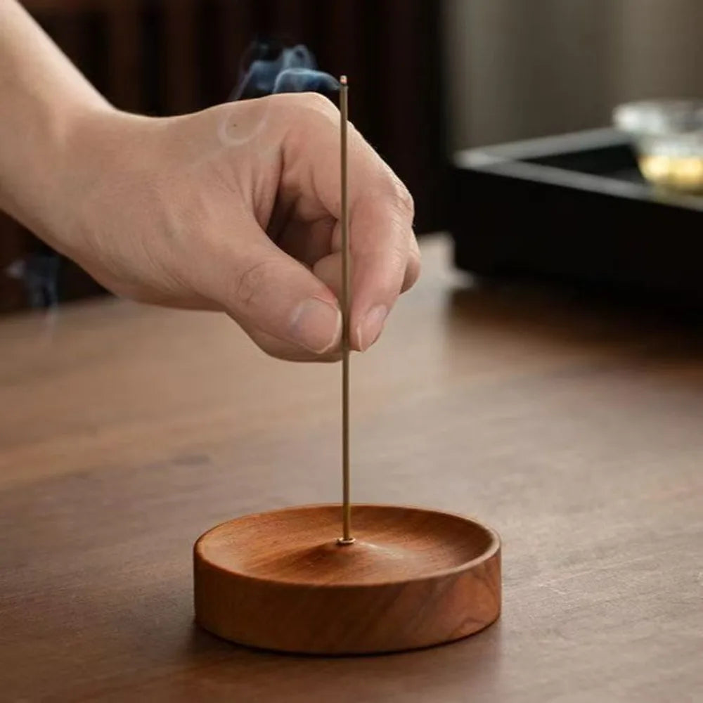 Solid Walnut Incense Burner | Handmade Wood Backflow Tea Ceremony Holder
