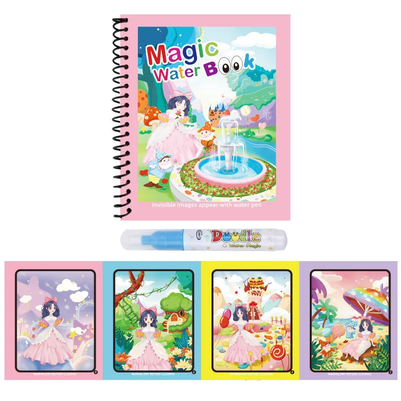 Kids Reusable Water Drawing Book | Mess-Free Magic Painting Pad with Water Pen for Toddlers