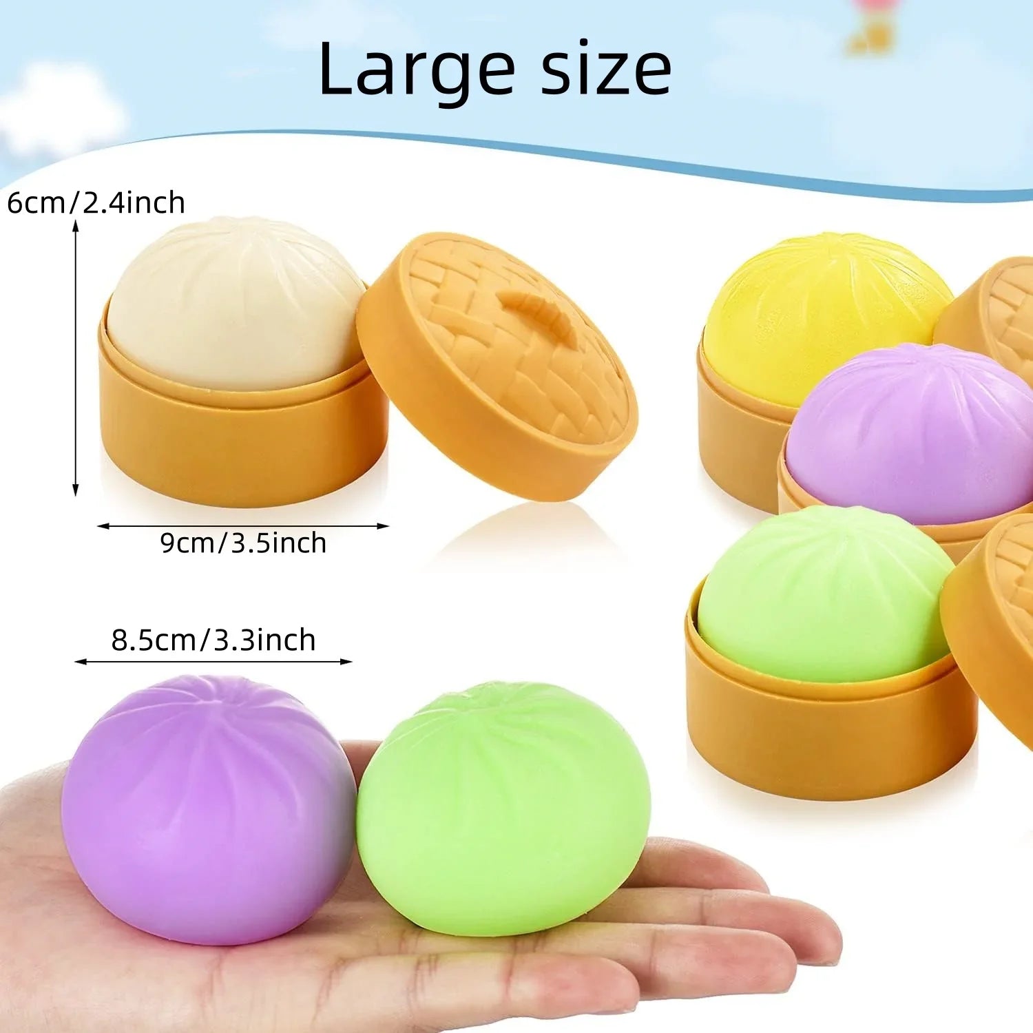 Colorful Dumpling Squishy Stress Ball | Simulation Food Bun with Steamer Fidget Toy