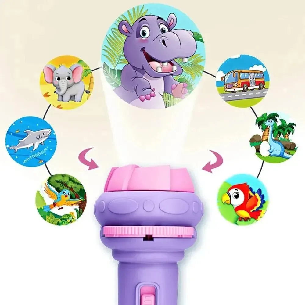 10 Cards Cartoon Projection Flashlight | 80 Patterns Creative Children Toy Projector