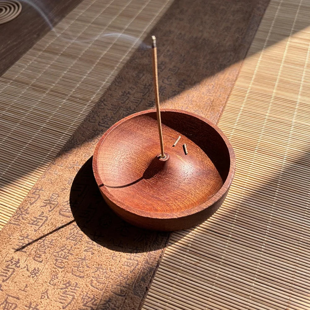 Solid Walnut Incense Burner | Handmade Wood Backflow Tea Ceremony Holder