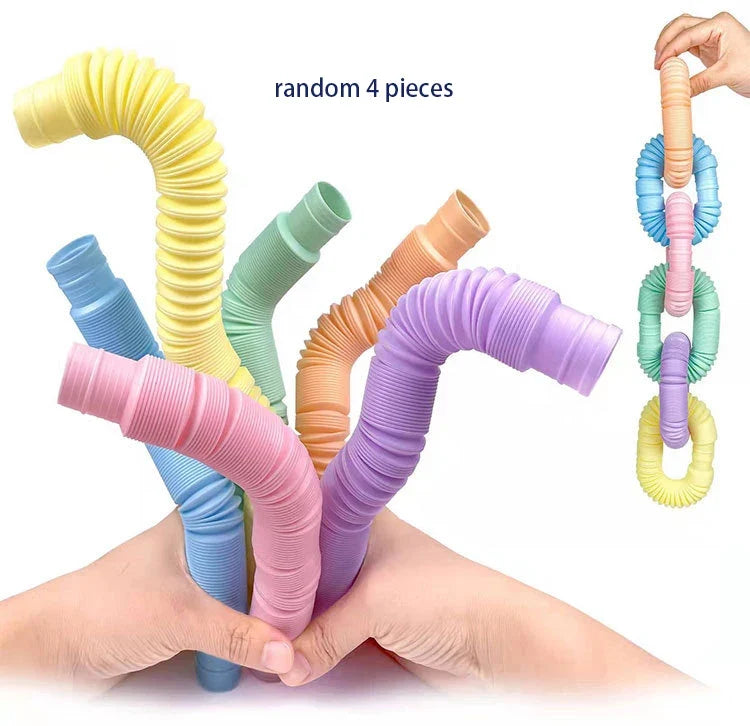 4 Pack Mini Sensory Pop Tubes | Fidget Toys for Stress Relief and ADHD Focus