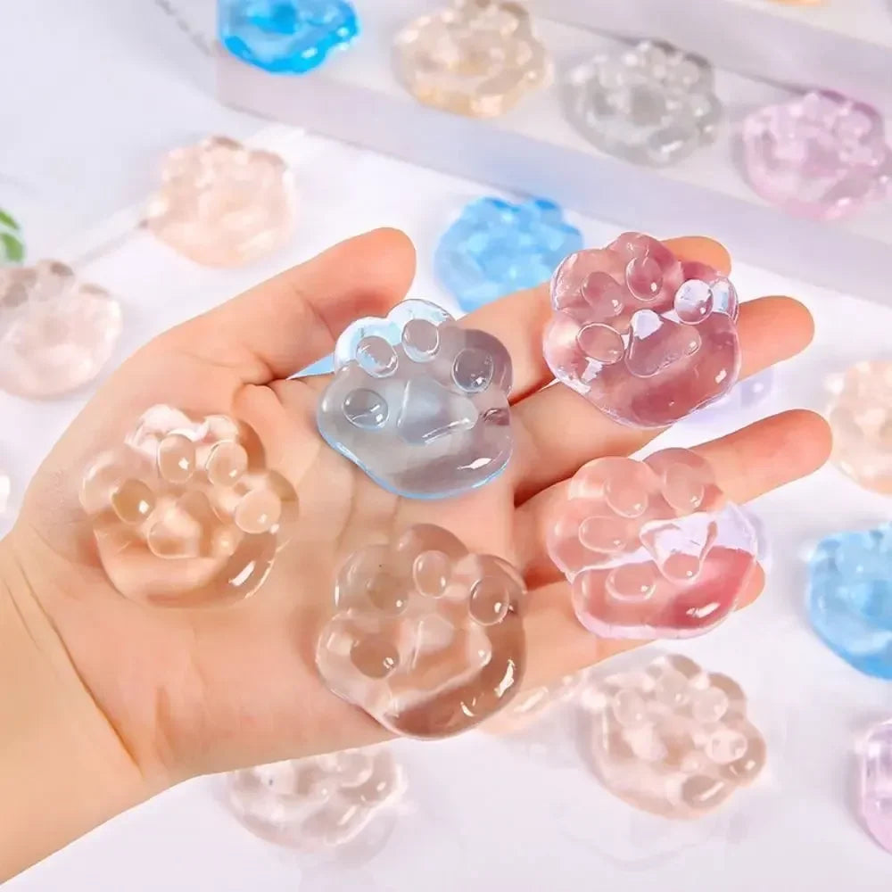 5/10/20PCS Kawaii Cat Paws Sticky Squeeze Toys | Soft Realistic Glitter Stress Relievers
