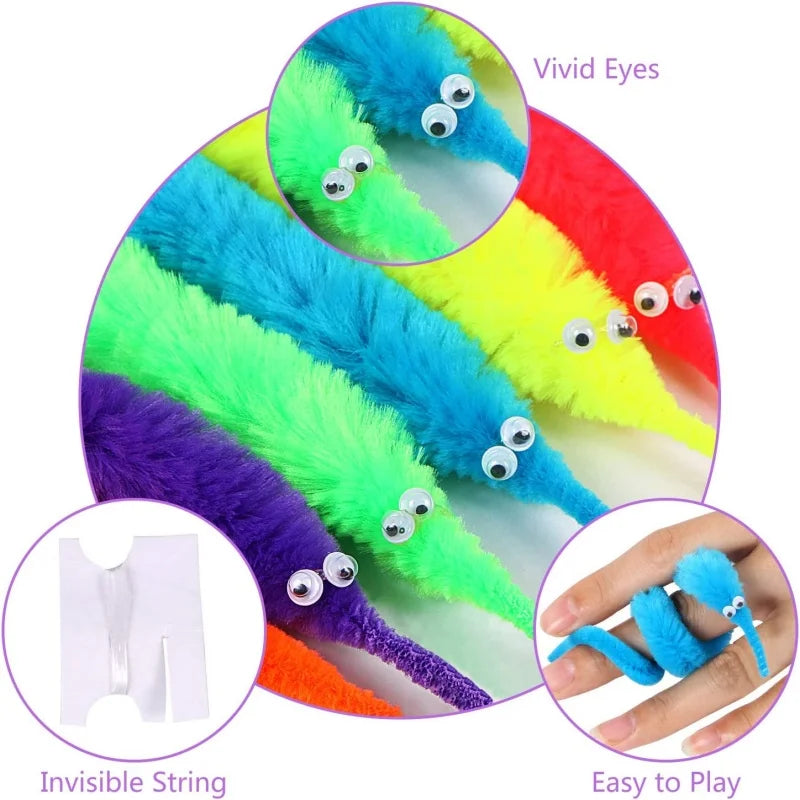 12Pcs Fuzzy Worm Magic Toys | Kids Magic Trick Set and Pet Interactive Toy