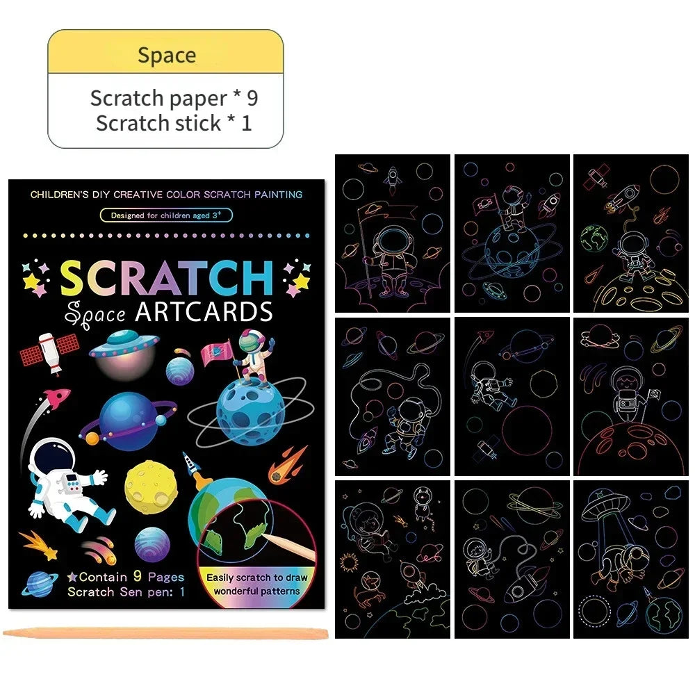 Magic Rainbow Scratch Art Painting Paper Kit | Kids DIY Educational Toy