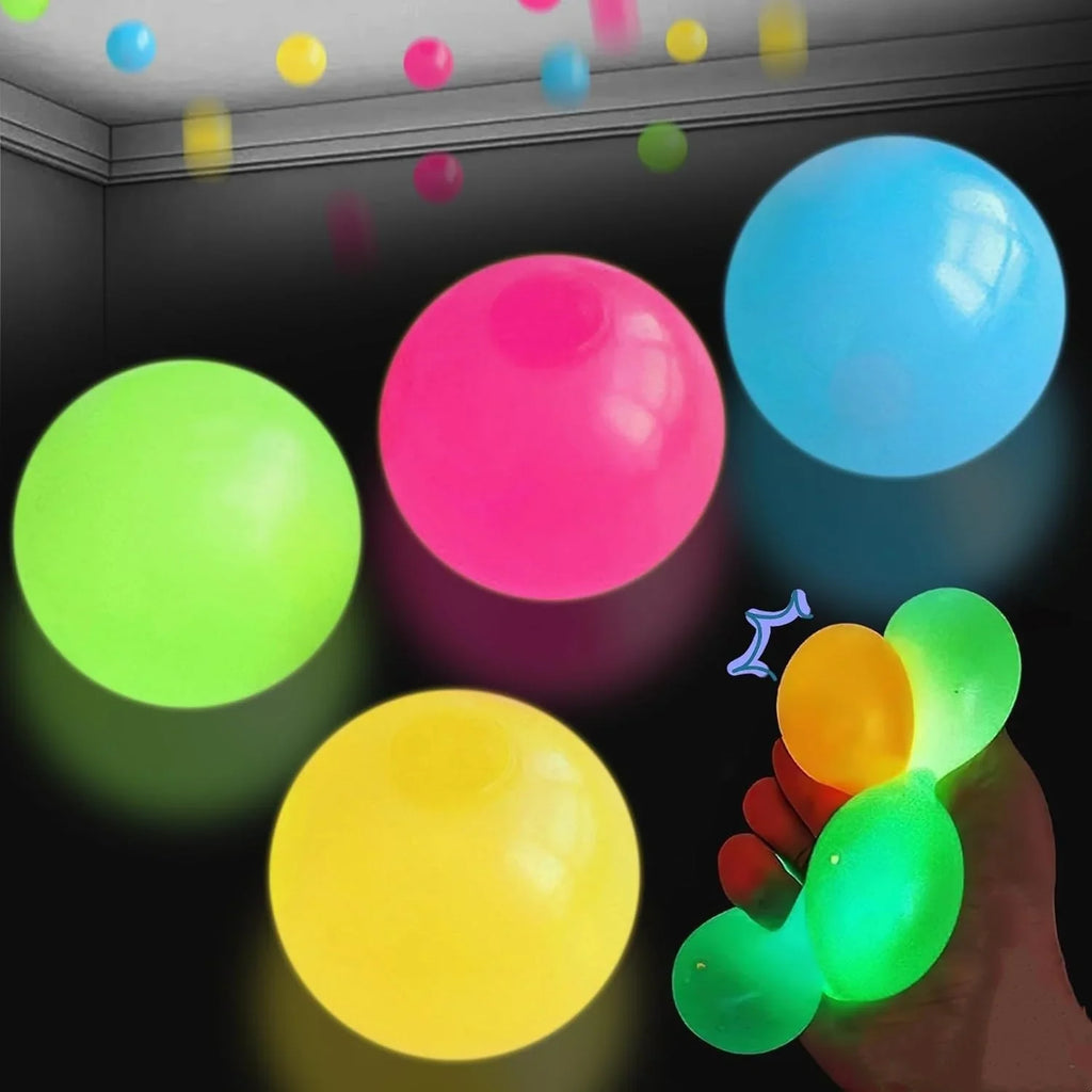 Glow in The Dark Sticky Balls | Squishy Stress Relief Fidget Toys