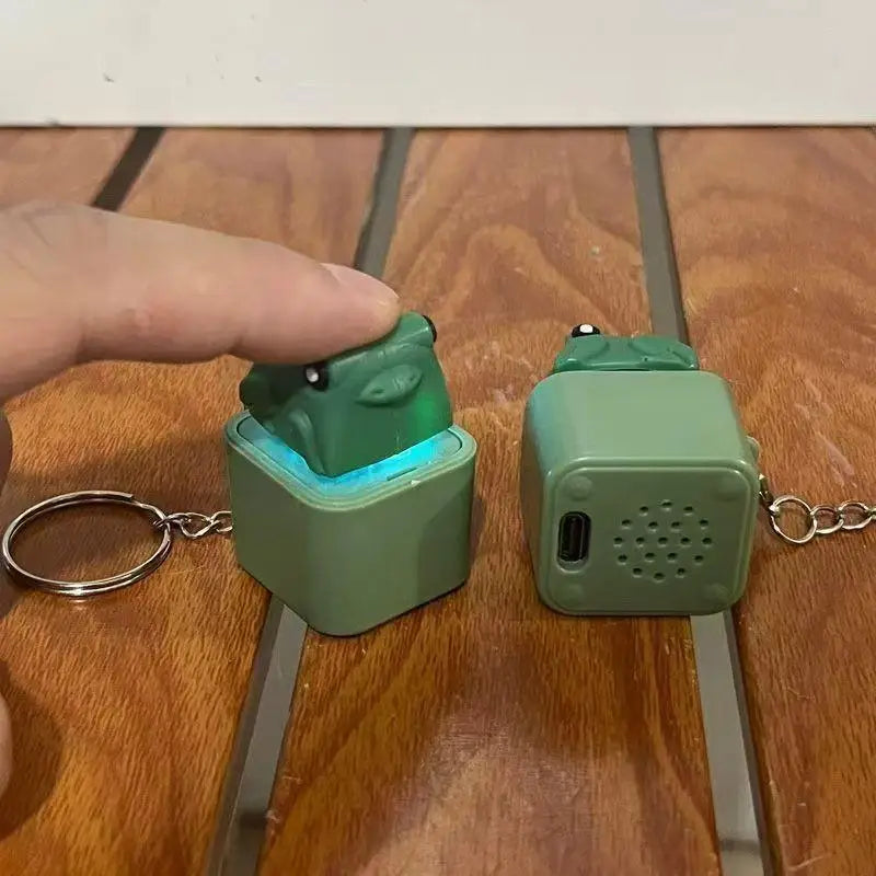Croaking Frog Duck LED Keychain | Rechargeable Stress Relief Fidget Clicker