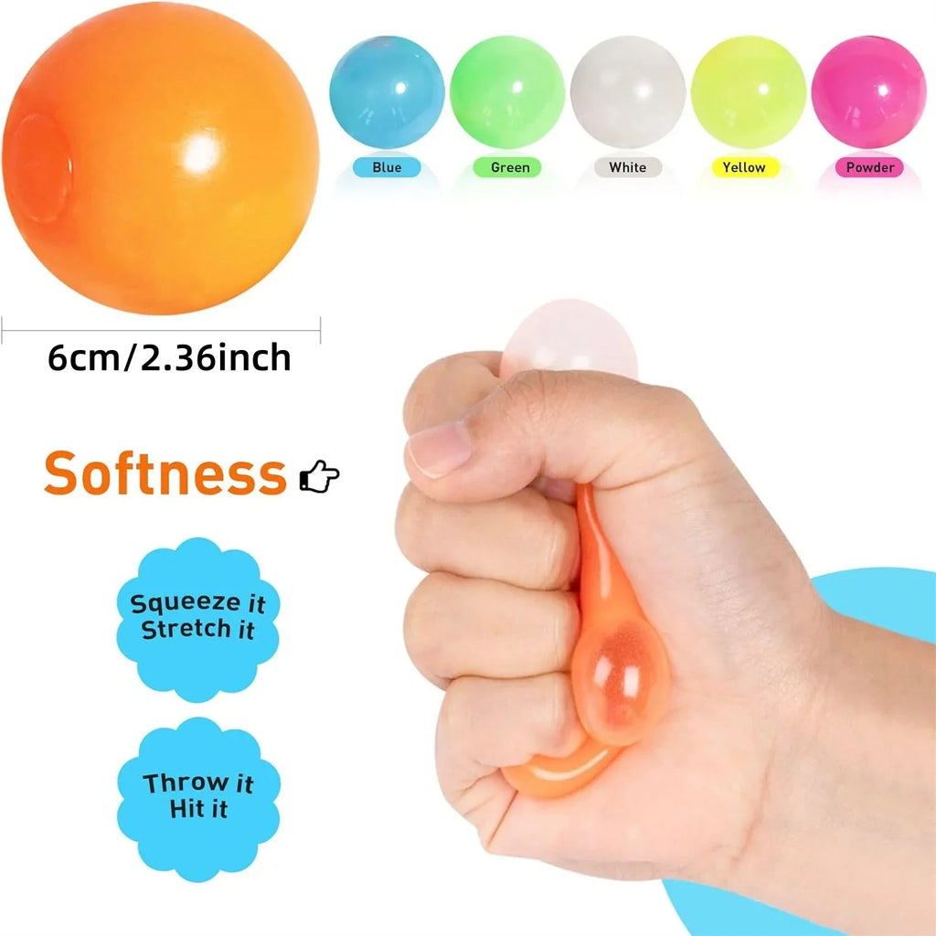 Glow in The Dark Sticky Balls | Squishy Stress Relief Fidget Toys