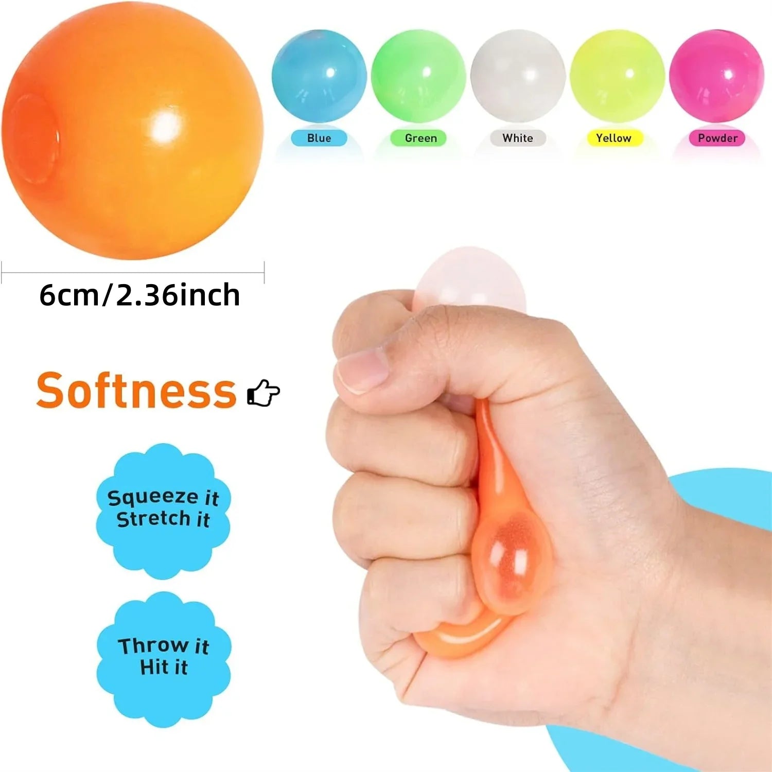 Glow in The Dark Sticky Balls | Squishy Stress Relief Fidget Toys