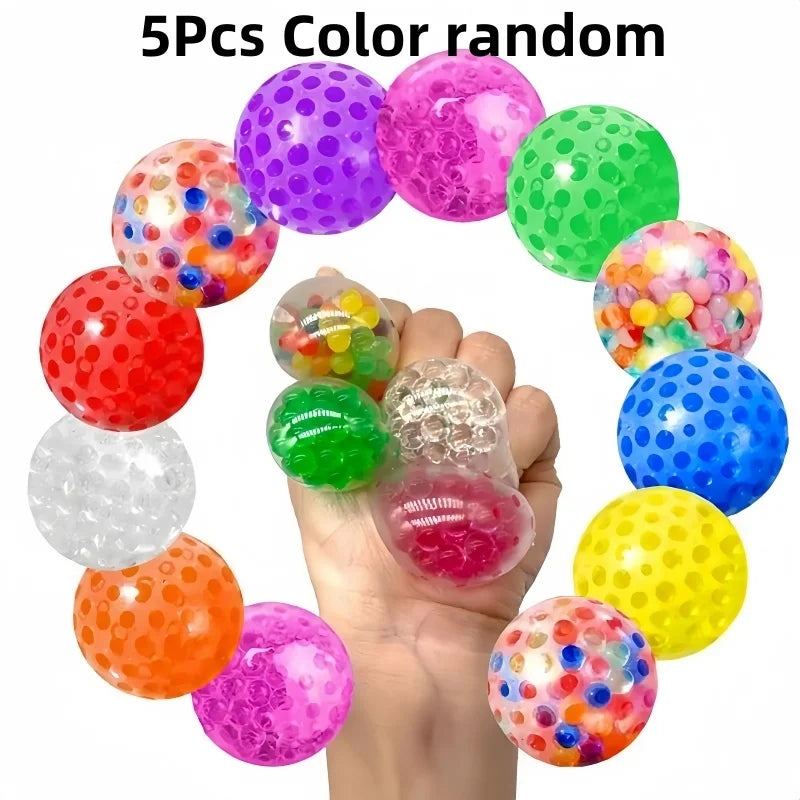 Soft Rubber Squeeze Balls | 5-Pack Stress Relief Grape Ball Set for Sensory Play and Party Favors