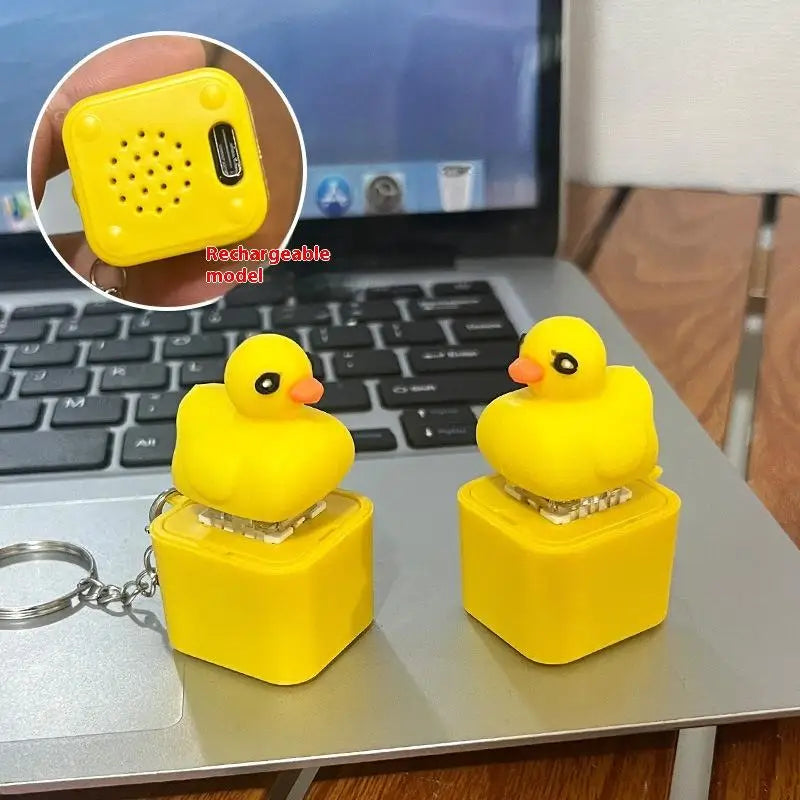 Funny Croaking Frog Duck Keychain | USB-C Rechargeable Fidget Clicker with LED Light