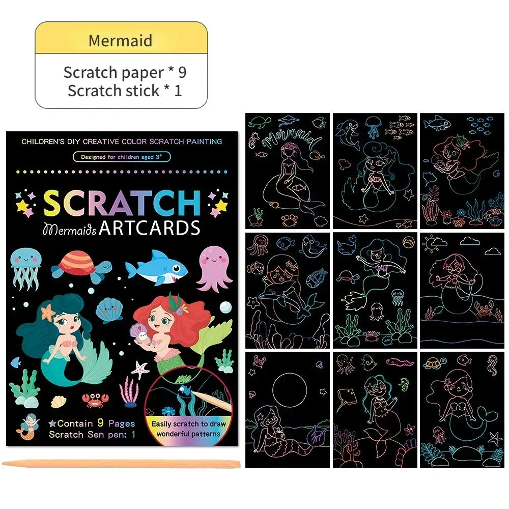 Magic Rainbow Scratch Art Painting Paper Kit | Kids DIY Educational Toy
