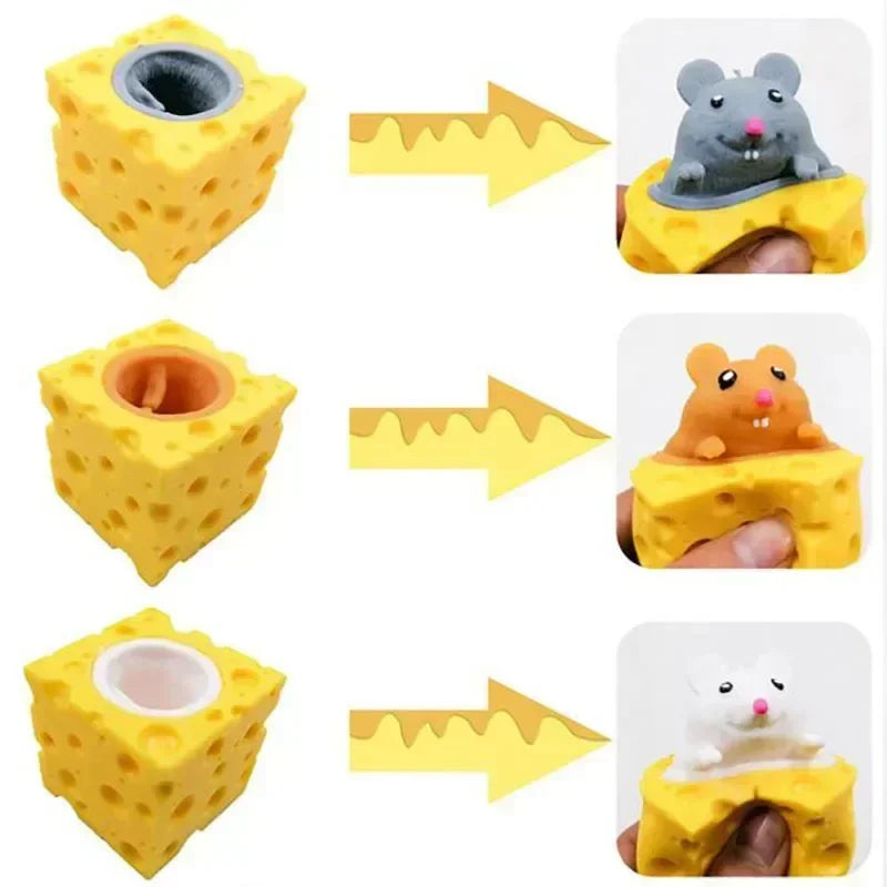 Stress-relieving Pet Cheese Mouse Fidget Toy | Fun Squeeze Stress Ball