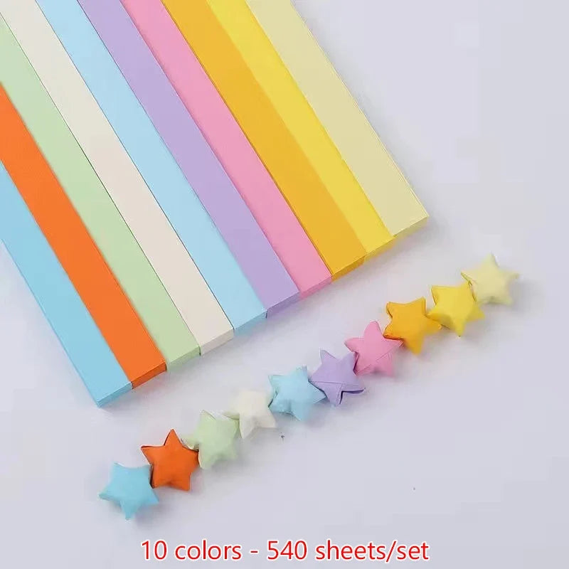 540 Sheets Origami Star Paper Strips | Colorful Lucky Star Folding Paper for DIY Crafts