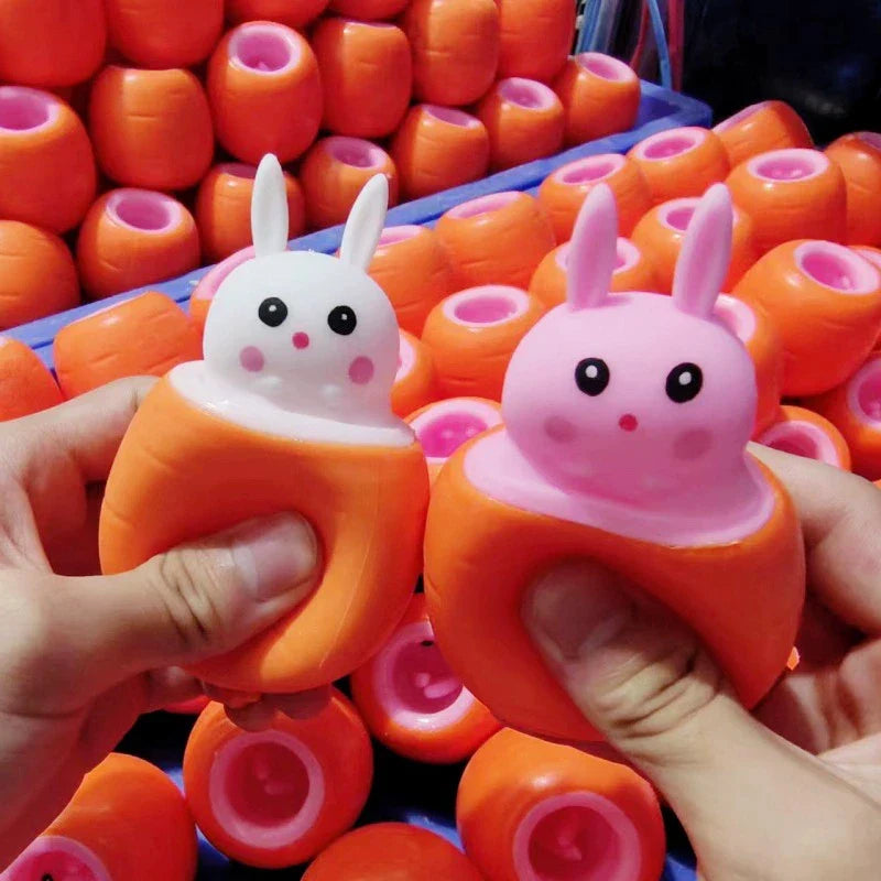 Squishy Carrot Rabbit Squeeze Telescopic Toys | Stress Relief Pinch Music Toy for Kids and Adults