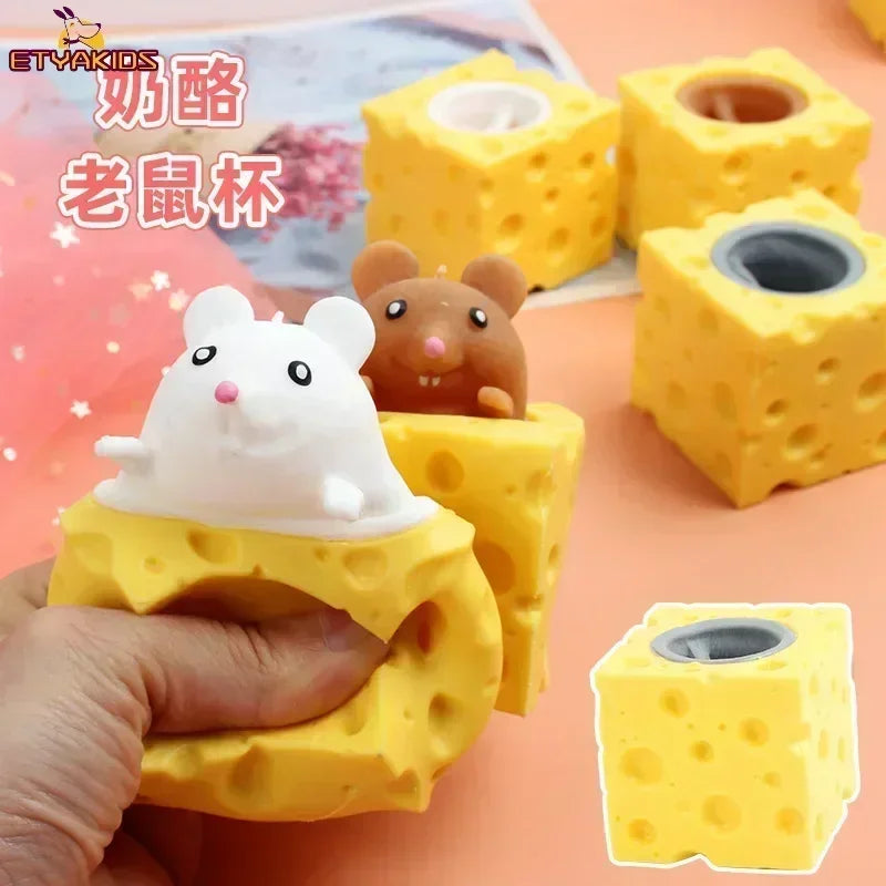 Stress-relieving Pet Cheese Mouse Fidget Toy | Fun Squeeze Stress Ball