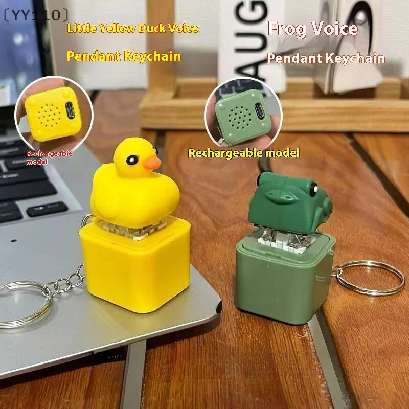 Croaking Frog Duck LED Keychain | Rechargeable Stress Relief Fidget Clicker