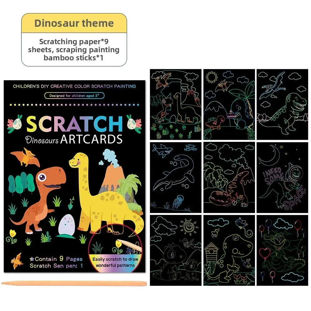 Rainbow Scratch Art Paper Kit | Magic Color Drawing Set for Kids