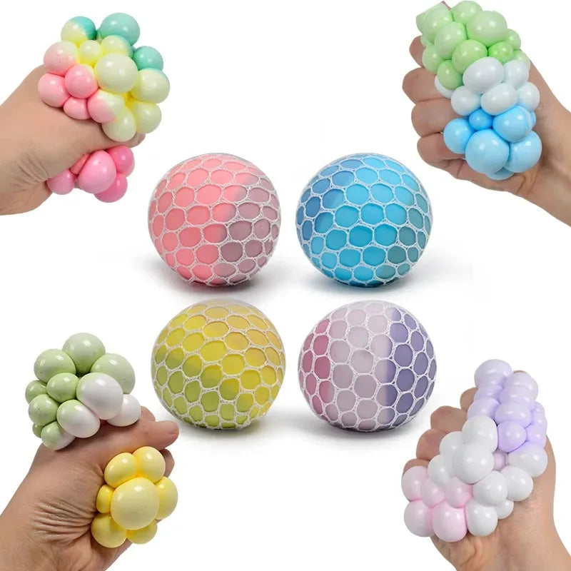 Rainbow Bead Stress Ball | Squishy Fidget Toy for Adults and Kids