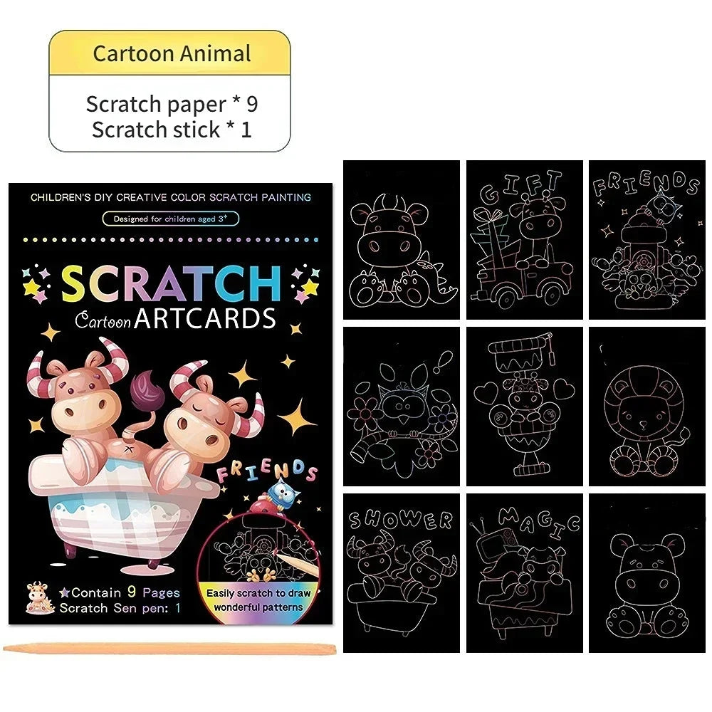 Magic Rainbow Scratch Art Painting Paper Kit | Kids DIY Educational Toy