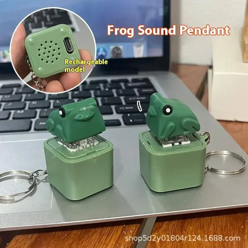 Funny Croaking Frog Duck Keychain | Rechargeable Fidget Clicker with LED Sound