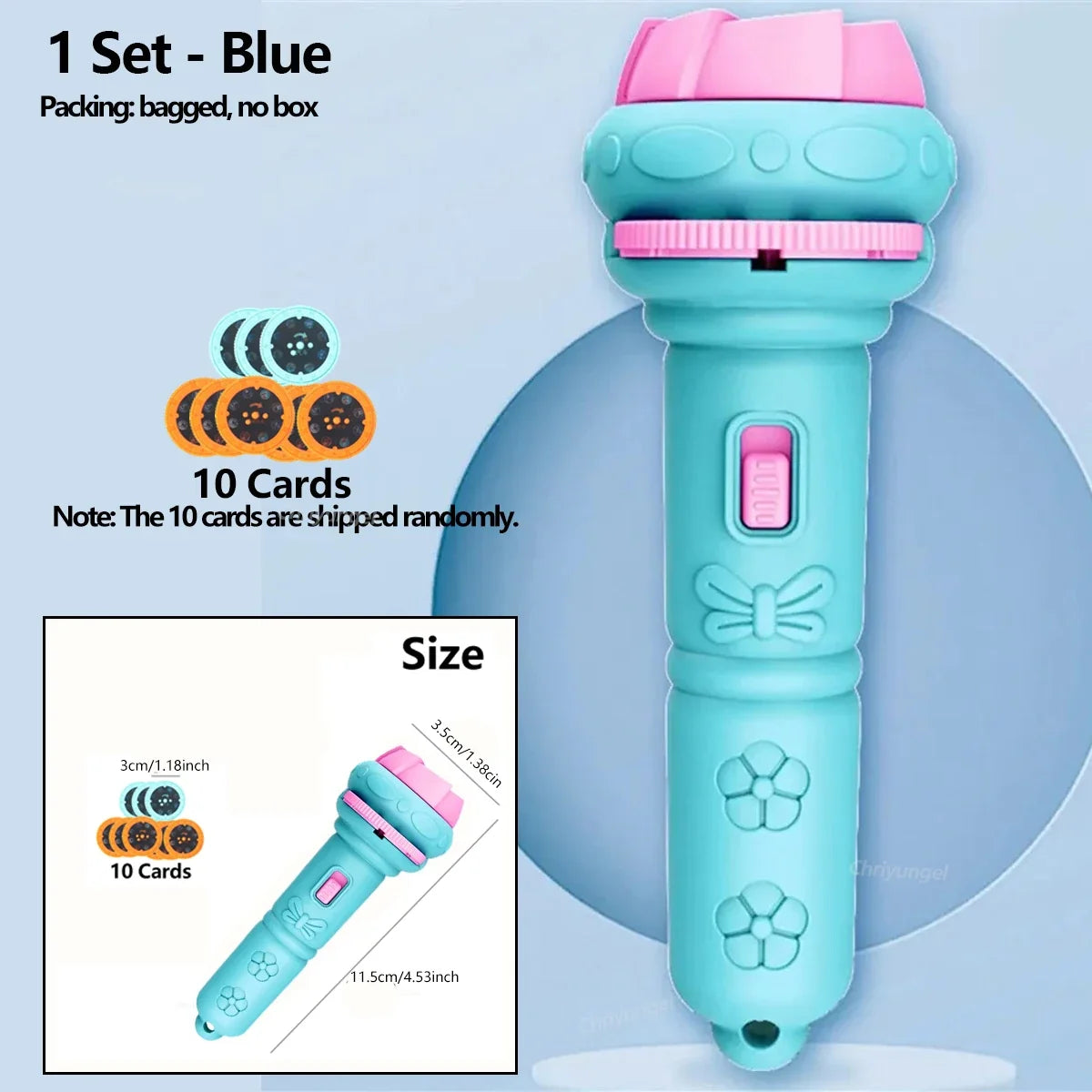 10 Cards Cartoon Projection Flashlight | 80 Patterns Creative Children Toy Projector