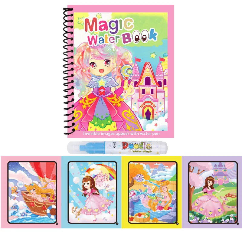 Kids Reusable Water Drawing Book | Mess-Free Magic Painting Pad with Water Pen for Toddlers