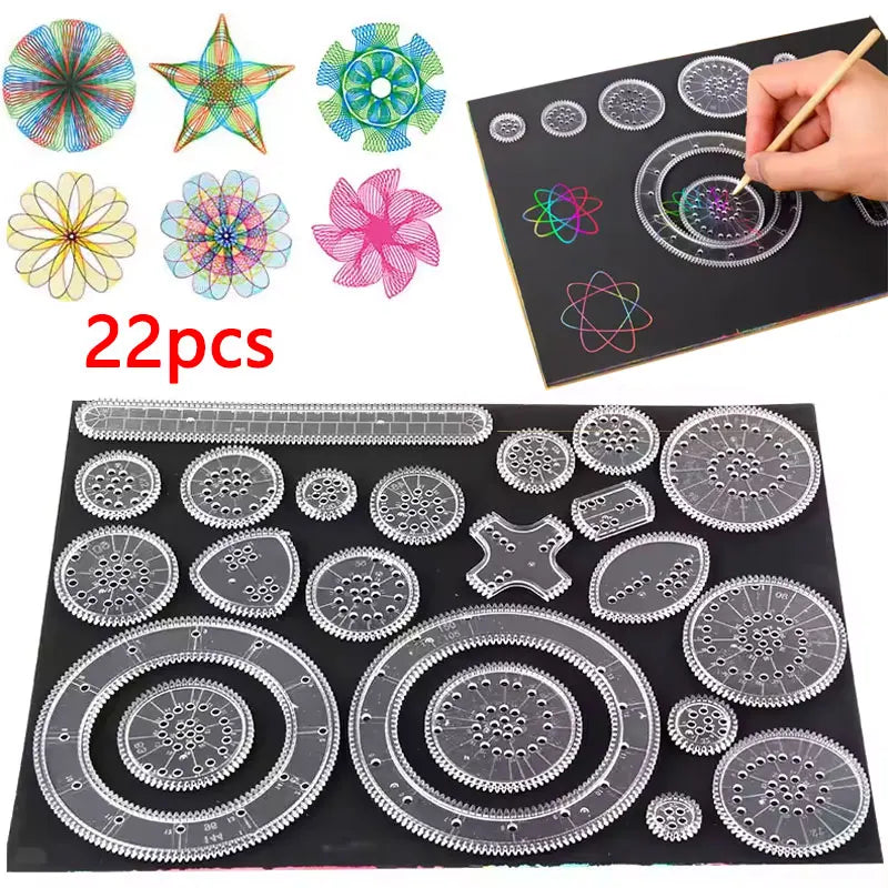 Creative Gears Geometry Spirograph Drawing Stencils Set | Educational Art Toy for Kids