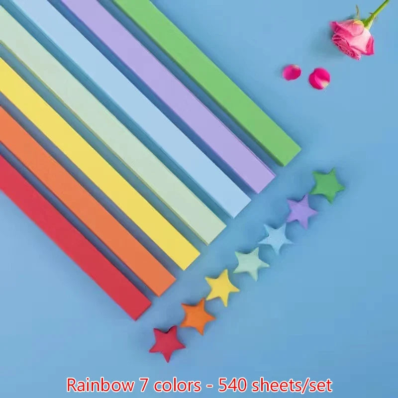 540 Sheets Origami Star Paper Strips | Colorful Lucky Star Folding Paper for DIY Crafts