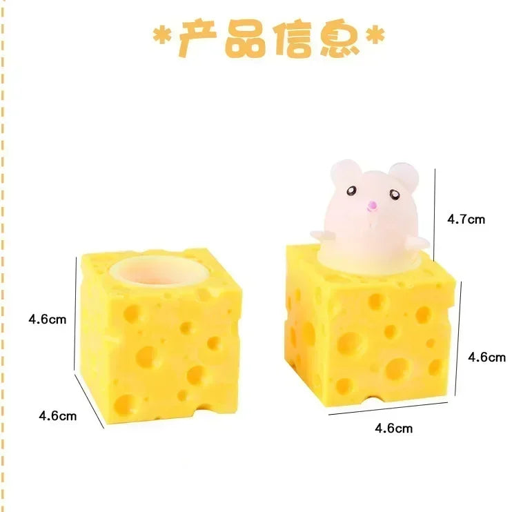 Stress-relieving Pet Cheese Mouse Fidget Toy | Fun Squeeze Stress Ball