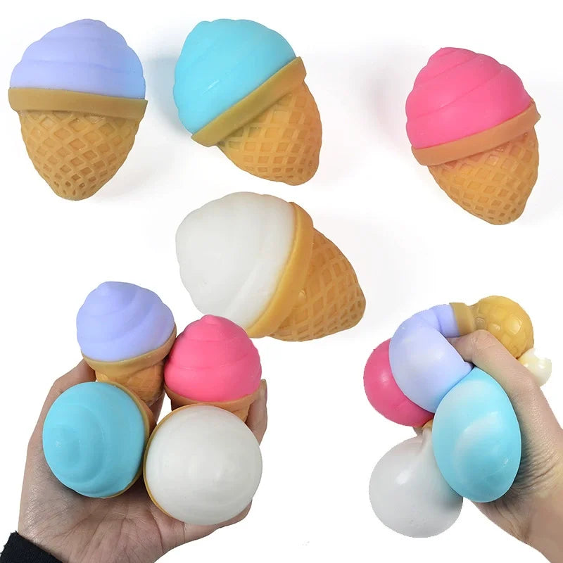 Stress Relief Ice Cream Squeeze Toy | Soft Fidget Ball for Anxiety