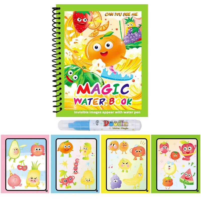 Kids Reusable Water Drawing Book | Mess-Free Magic Painting Pad with Water Pen for Toddlers
