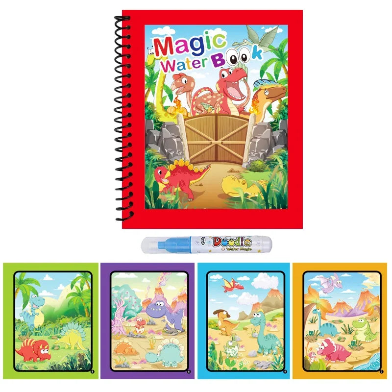 Kids Reusable Water Drawing Book | Mess-Free Magic Painting Pad with Water Pen for Toddlers