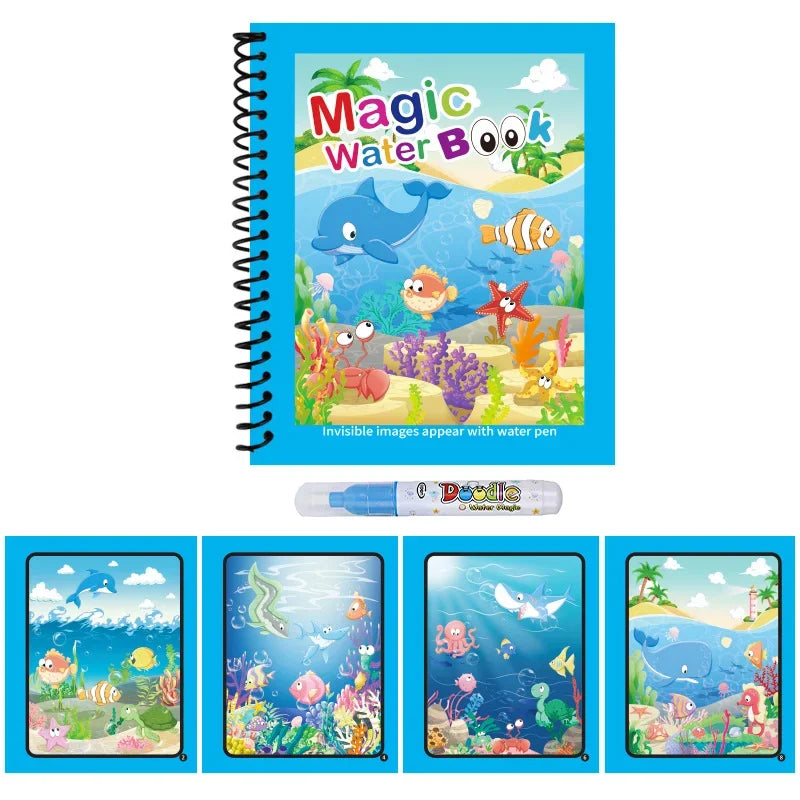 Kids Reusable Water Drawing Book | Mess-Free Magic Painting Pad with Water Pen for Toddlers