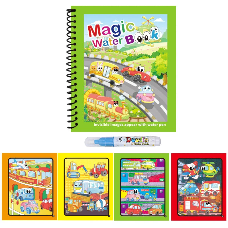 Kids Reusable Water Drawing Book | Mess-Free Magic Painting Pad with Water Pen for Toddlers