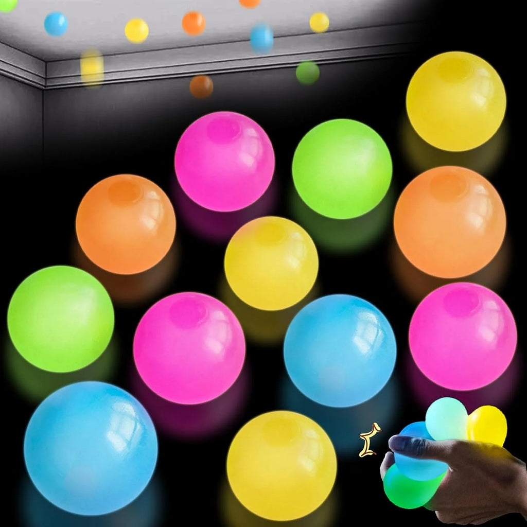 Glow in The Dark Sticky Balls | Squishy Stress Relief Fidget Toys