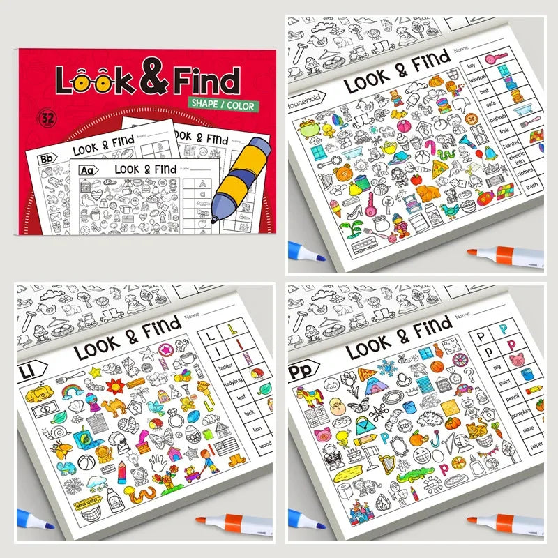 32 Pages Kids Drawing Notebook | Look & Find Shape Game for Fun Concentration & Attention Exercise