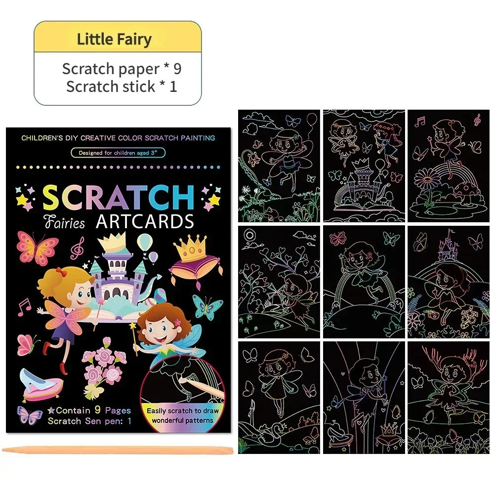 Magic Rainbow Scratch Art Painting Paper Kit | Kids DIY Educational Toy