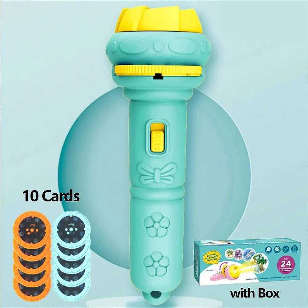 10 Cards Cartoon Projection Flashlight | 80 Patterns Creative Children Toy Projector