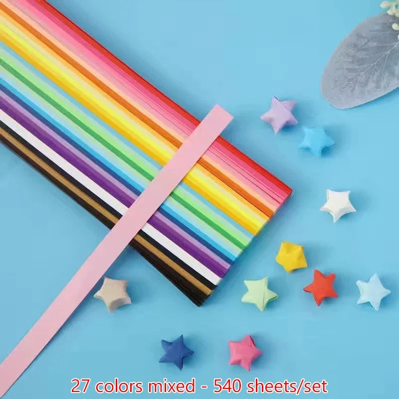 540 Sheets Origami Star Paper Strips | Colorful Lucky Star Folding Paper for DIY Crafts
