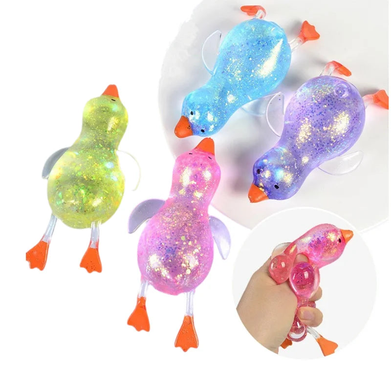 Maltose Colorful Aurora Duck Squeeze Toy | Stress Relief Stretch Toy for Adults and Kids
