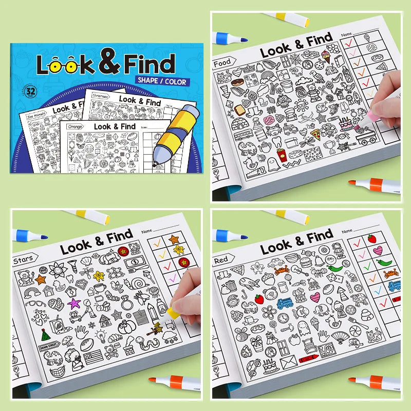 Look and Find Shape/Color Workbook | Children's Search and Coloring Activity Book